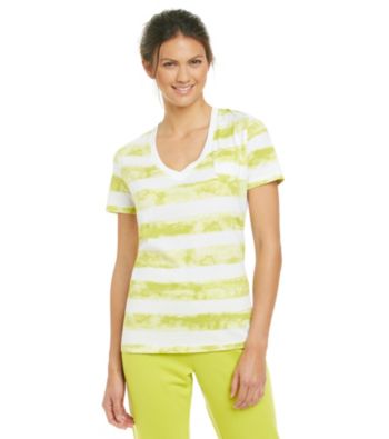 Relativity® Knit Screenprint V-Neck Tee - Lime Stripe