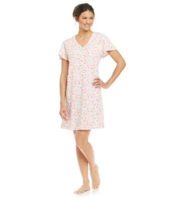 KN Karen Neuburger Knit Henley Sleepshirt - Aqua Ditsy