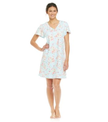 KN Karen Neuburger Knit Henley Sleepshirt - Aqua Floral