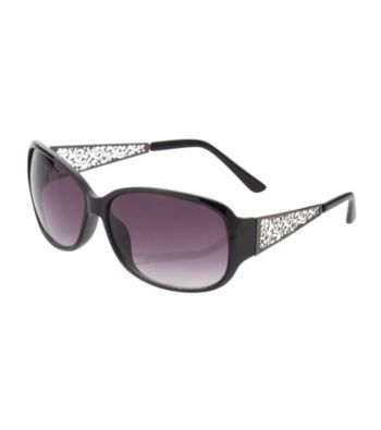 Relativity® Black Plastic Large Mod Square Sunglasses