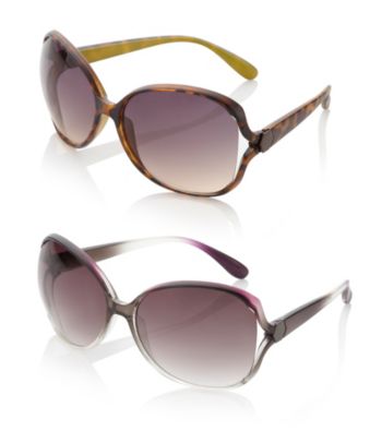 Relativity® Plastic Large Rectangle Mod Sunglasses