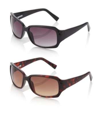 Relativity® Black Plastic Rectangle Sunglasses