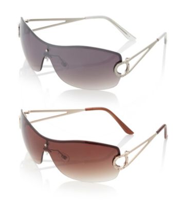 Relativity® Rimless Shield Sunglasses with Stones