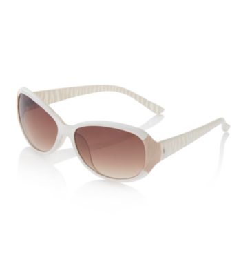 Relativity® Brown Plastic Oval Sunglasses with Animal Print