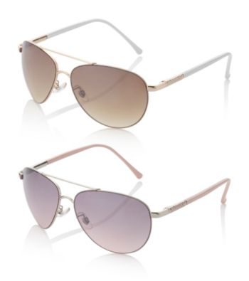 Relativity® Metal Aviator Sunglasses with Enamel