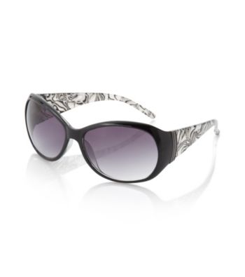 Relativity® Black Plastic Oval Sunglasses with Laminate