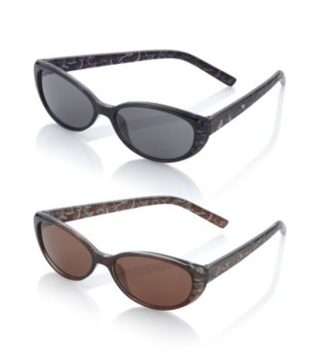 Relativity® Plastic Petite Cat Eye Sunglasses with Etching