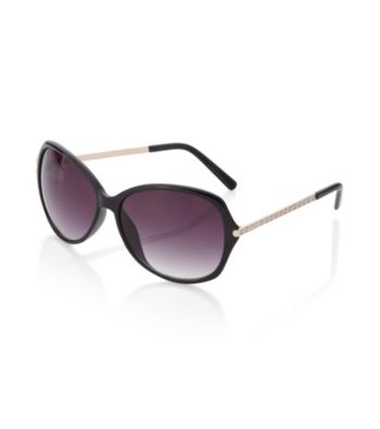 Relativity® Black Metal Oval Sunglasses with Stones