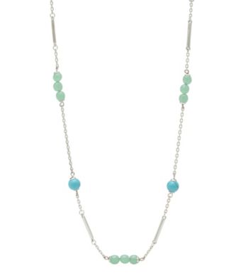 Fossil® Silvertone and Turquoise Dainty Hadley Necklace