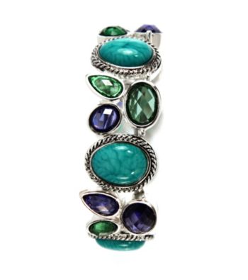Napier® Antique Silvertone and Multi Color Stretch Bracelet