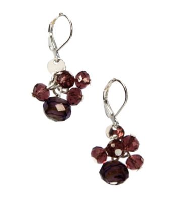 Napier® Silvertone and Purple Multi Color Leverback Shaky Pierced Earrings