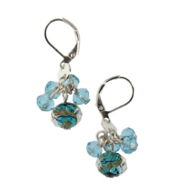 Napier® Silvertone and Purple Multi Color Leverback Shaky Pierced Earrings