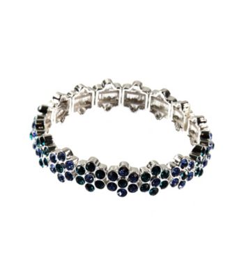 Napier® Silvertone and Blue Floral Stretch Bracelet