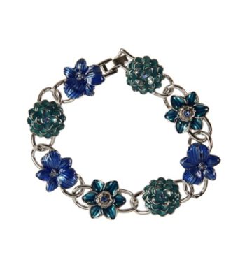 Napier® Boxed Silvertone and Blue Floral Line Bracelet