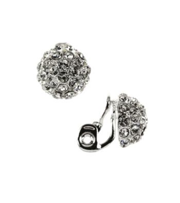 Napier® Silvertone and Crystal Button Clip Earrings