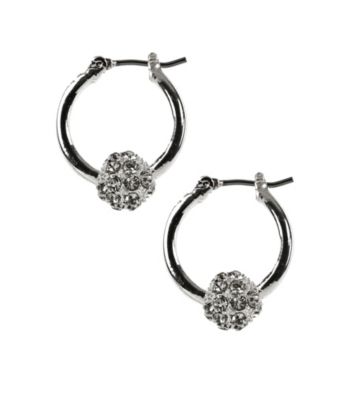 Napier® Silvertone and Crystal Click It Hoop Pierced Earrings