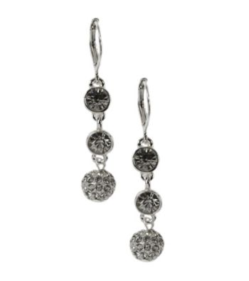 Napier® Silvertone and Blue Floral Button Leverback Drop Pierced Earrings