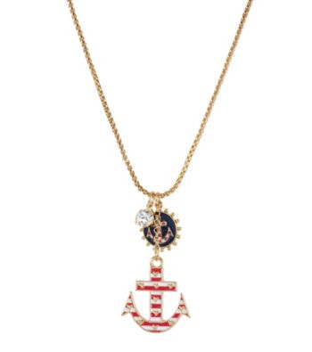 Betsey Johnson® Pink Anchor Pendant Necklace