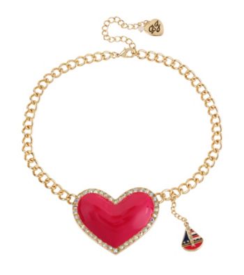 Betsey Johnson® Pink Large Heart Pendant Necklace