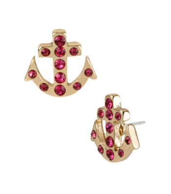Betsey Johnson® Fuchsia Anchor Stud Earrings