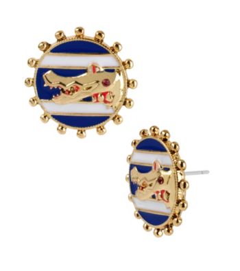 Betsey Johnson® Blue Round Alligator Stud Earrings
