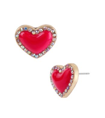 Betsey Johnson® Pink Heart Stud Earrings