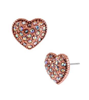 Betsey Johnson® Crystal Heart Stud Earrings