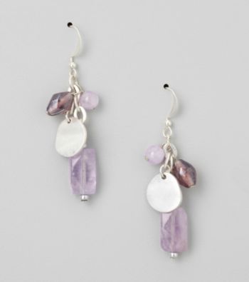 Laura Ashley® Silvertone Semi-Precious Cape Amethyst Cluster Earrings