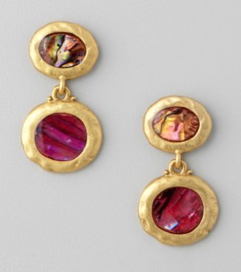 Laura Ashley® Pink Abalone/Goldtone Drop Earrings