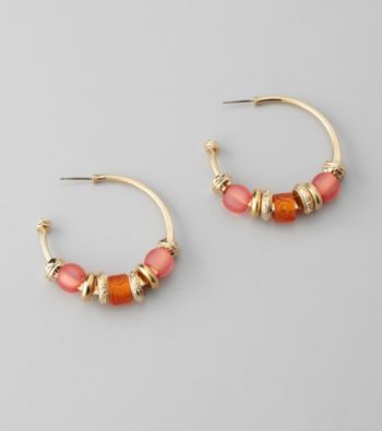 Laura Ashley® Pink/Goldtone Embellished Hoop Earrings