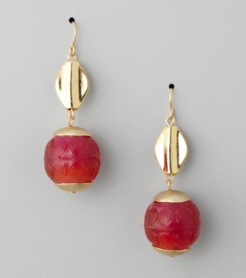 Laura Ashley® Pink/Goldtone Two Bead Drop Earrings
