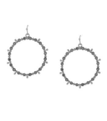 Jessica Simpson Chic Frills Open Hoop Drop Earrings