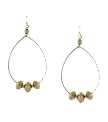 Jessica Simpson Two Tone Wire Hoop Drop Earrings