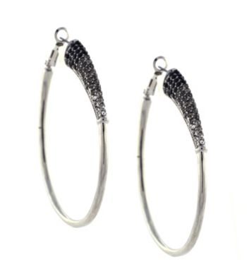 Jessica Simpson Silvertone Hoop Earrings with Stone Accents