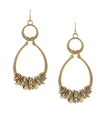Jessica Simpson Goldtone Oval Drop Hoop Earrings with Spacers
