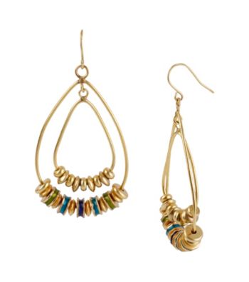 Kenneth Cole® Goldtone/Blue Geometric Bead Orbital Earrings