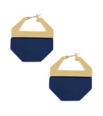 Kenneth Cole® Goldtone/Blue Geometric Hoop Earrings