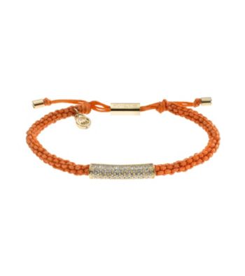 Michael Kors® Goldtone & Clear Crystal Pave Barrel Tangerine Macrame Bracelet