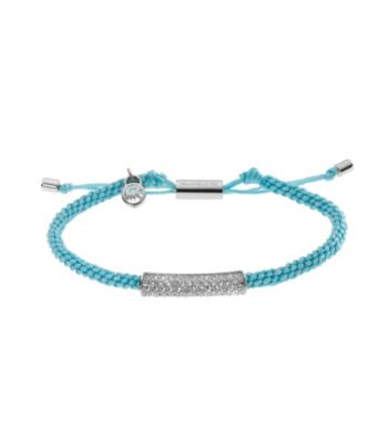 Michael Kors® Silvertone & Clear Crystal Pave Barrel Turquoise Macrame Bracelet