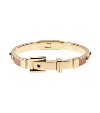 Michael Kors® Goldtone & Astor with Luggage Leather Buckle Bangle