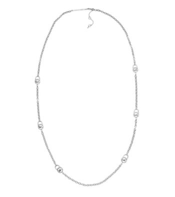 Michael Kors® Silvertone Multi MK Padlock Chain Necklace