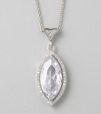 Designs by FMC Clear Cubic Zirconia Marquise-Cut Pendant