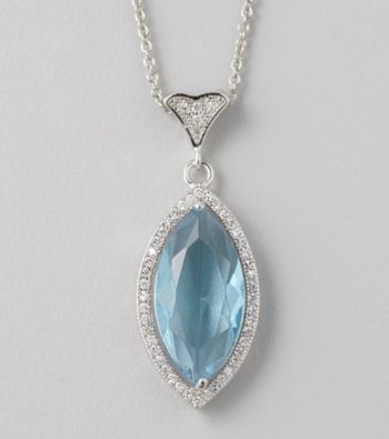 Designs by FMC Aqua Cubic Zirconia Marquise-Cut Pendant