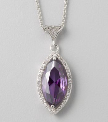 Designs by FMC Purple Cubic Zirconia Marquise-Cut Pendant