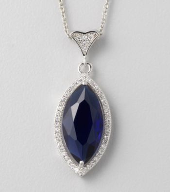 Designs by FMC Blue Cubic Zirconia Marquise-Cut Pendant