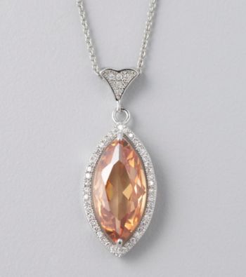 Designs by FMC Champagne Cubic Zirconia Marquise-Cut Pendant