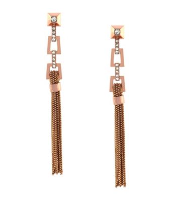 Vince Camuto™ Rose Goldtone Architectural Deco Linear Fringe Earrings
