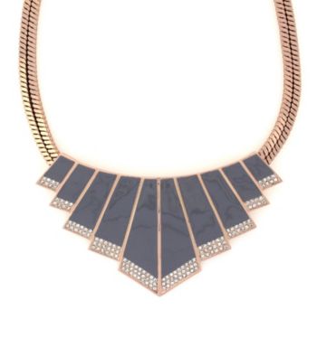 Vince Camuto™ Rose Goldtone and Grey Chevron Bib Necklace