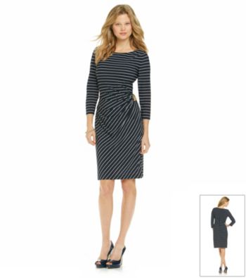 Tahari by Arthur S. Levine® Stripe Side Buckle Dress