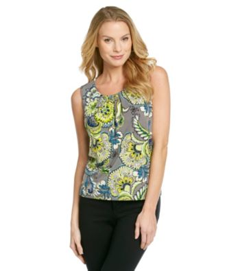 Evan-Picone® Printed Pleatneck Tank